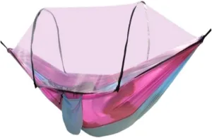Hammock Double Fully Automatic Quick-Opening Mosquito Net Hammock Outdoor Single Double Camping Mosquito Net Hammock Hammock Outdoor(Pink)