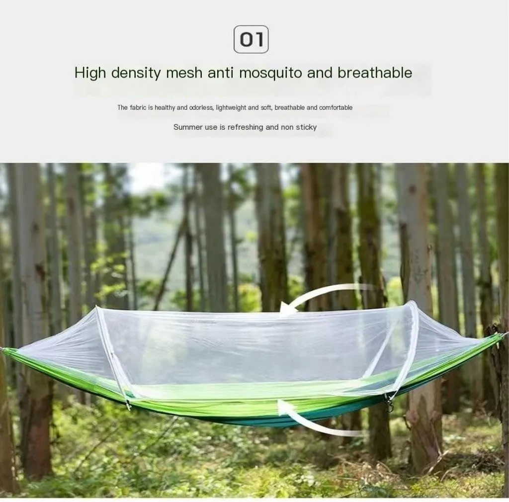 Hammock Double Hammock Outdoor Sleeping Double Anti-Rollover with Mosquito Net Courtyard Camping Thickened Indoor Home Swing Hammock Outdoor(Blue,A)