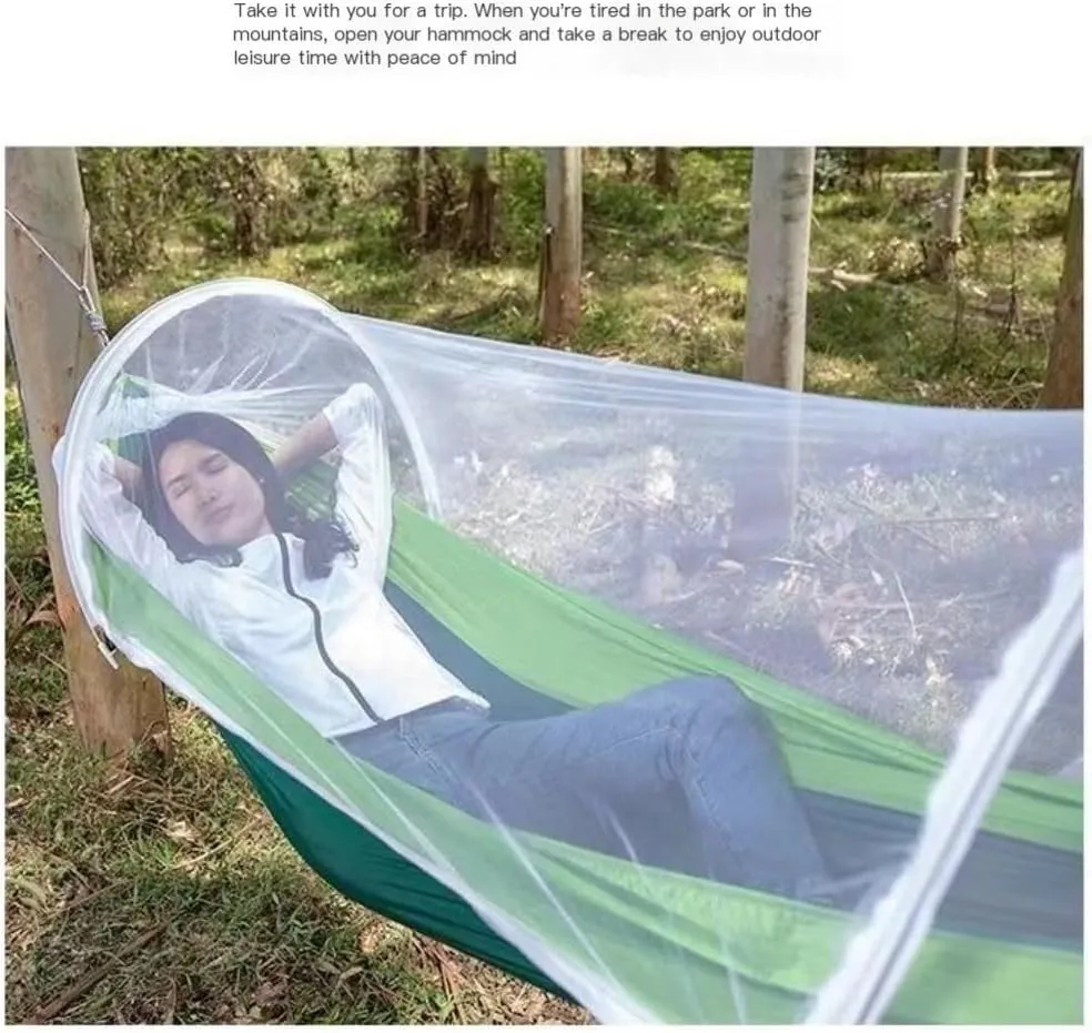 Hammock Double Hammock Outdoor Sleeping Double Anti-Rollover with Mosquito Net Courtyard Camping Thickened Indoor Home Swing Hammock Outdoor(Blue,A)