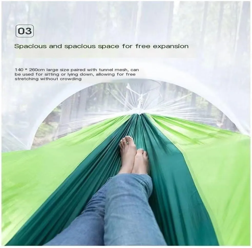 Hammock Double Hammock Outdoor Sleeping Double Anti-Rollover with Mosquito Net Courtyard Camping Thickened Indoor Home Swing Hammock Outdoor(Blue,A)