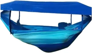 Hammock Double Hammock Outdoor Sleeping Double Anti-Rollover with Mosquito Net Courtyard Camping Thickened Indoor Home Swing Hammock Outdoor(Blue,A)