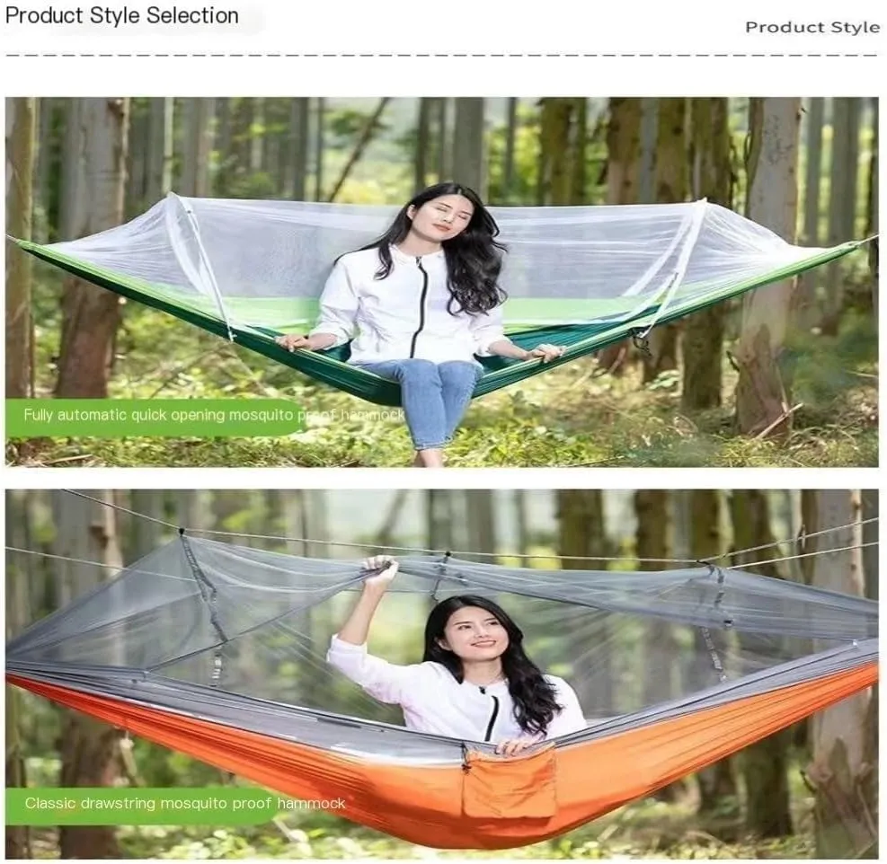 Hammock Double Hammock Outdoor Sleeping Double Anti-Rollover with Mosquito Net Courtyard Camping Thickened Indoor Home Swing Hammock Outdoor(Blue,A)