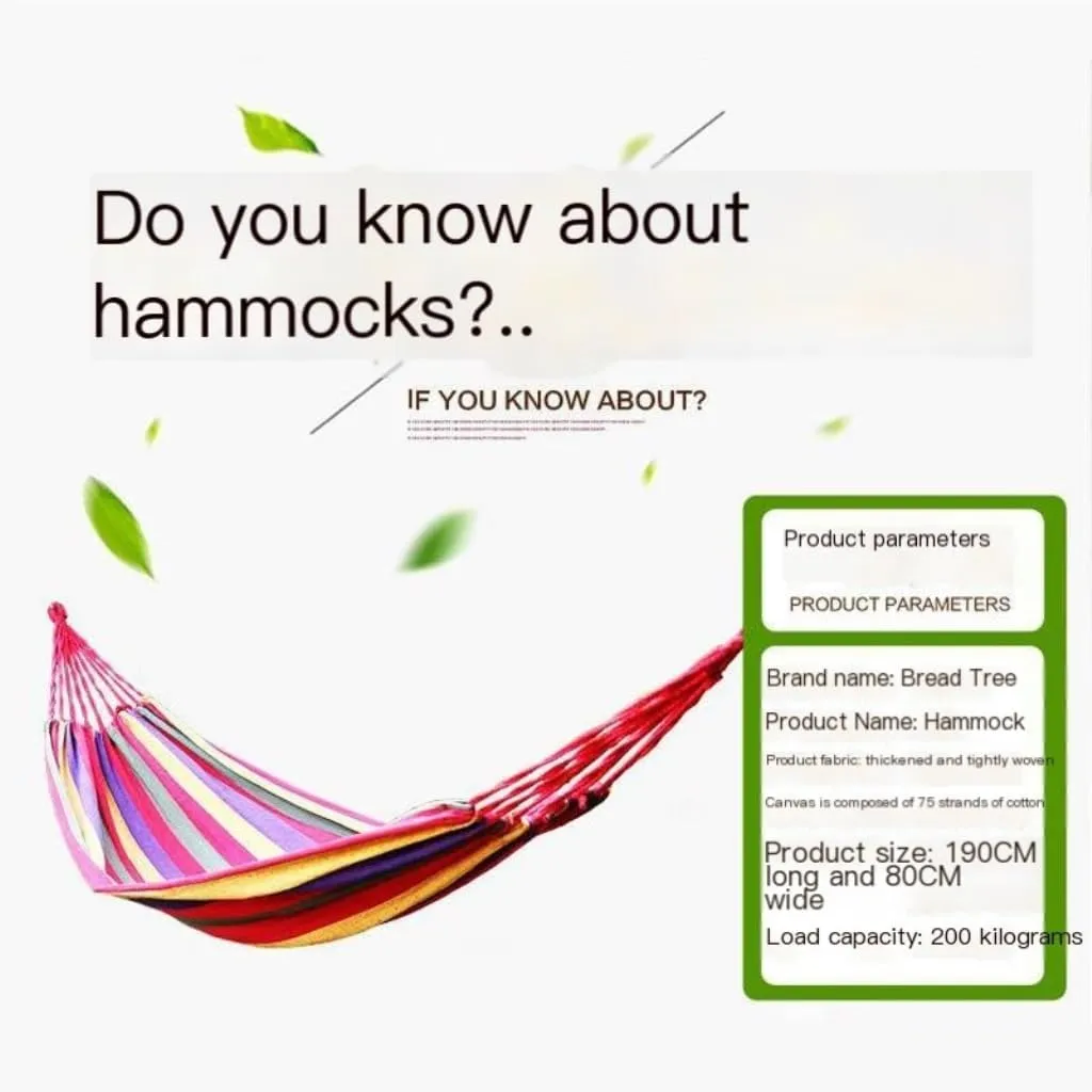 Hammock Double Lazy Outdoor Rainbow Canvas Hammock Single Double Swing Anti-Rollover Hammock Outdoor Camping Hammock Hammock Outdoor(Blue)