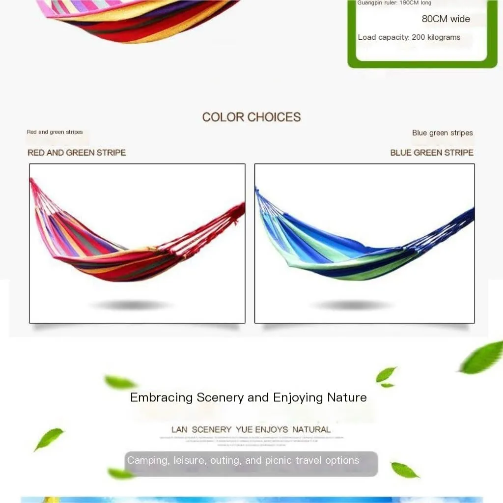 Hammock Double Lazy Outdoor Rainbow Canvas Hammock Single Double Swing Anti-Rollover Hammock Outdoor Camping Hammock Hammock Outdoor(Blue)