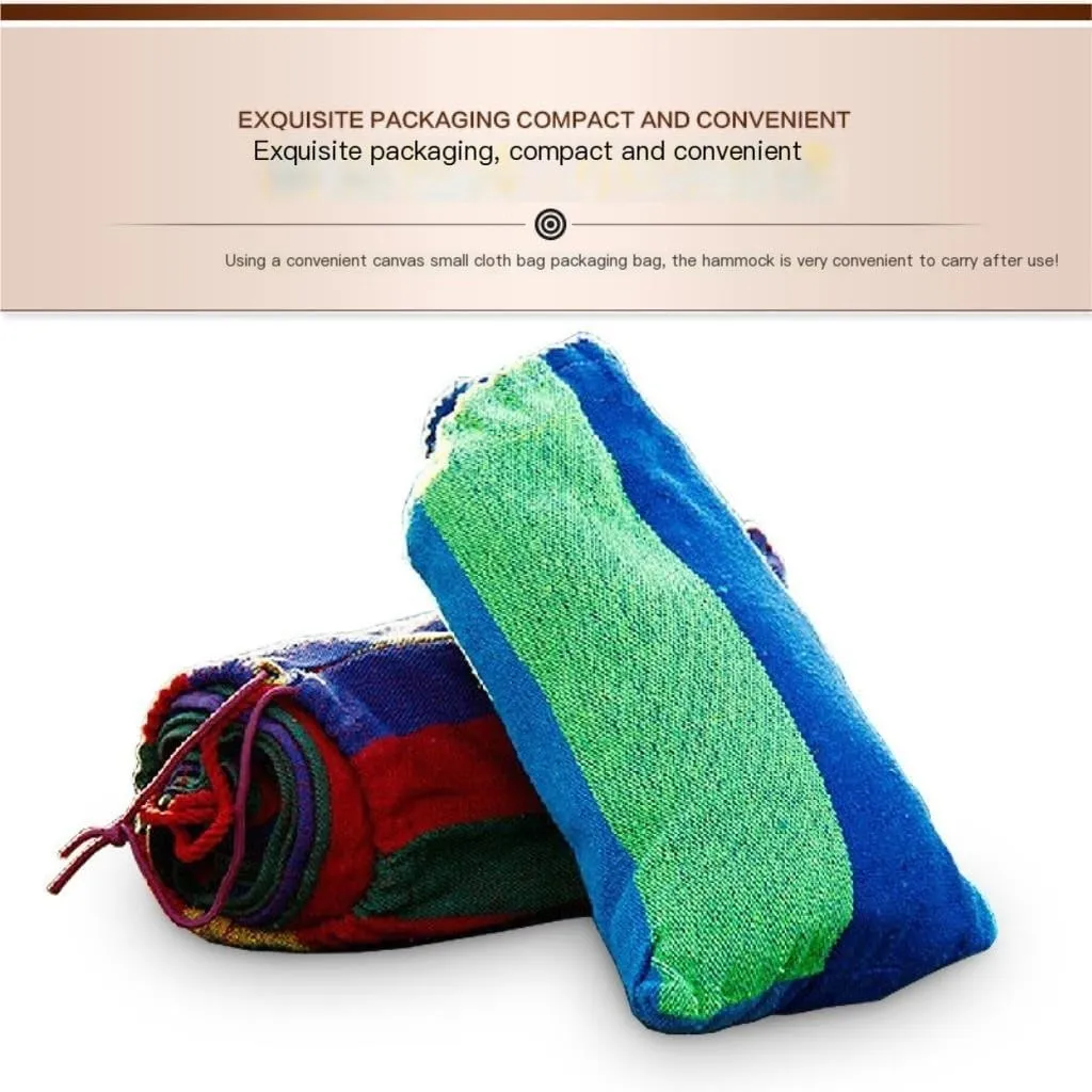 Hammock Double Lazy Outdoor Rainbow Canvas Hammock Single Double Swing Anti-Rollover Hammock Outdoor Camping Hammock Hammock Outdoor(Blue)