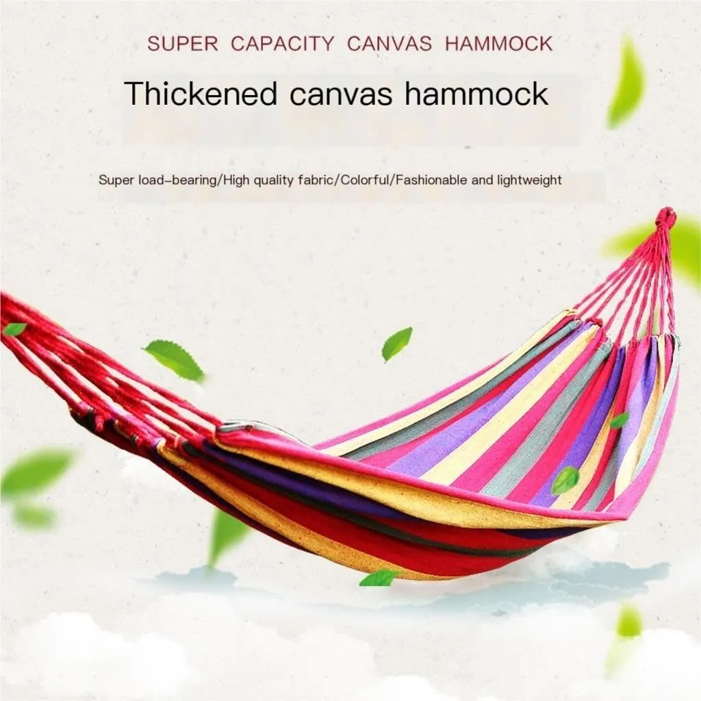 Hammock Double Lazy Outdoor Rainbow Canvas Hammock Single Double Swing Anti-Rollover Hammock Outdoor Camping Hammock Hammock Outdoor(Blue)