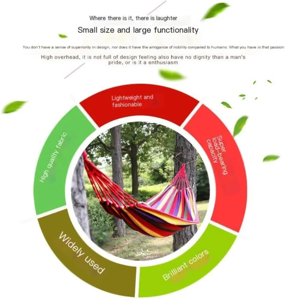 Hammock Double Lazy Outdoor Rainbow Canvas Hammock Single Double Swing Anti-Rollover Hammock Outdoor Camping Hammock Hammock Outdoor(Blue)