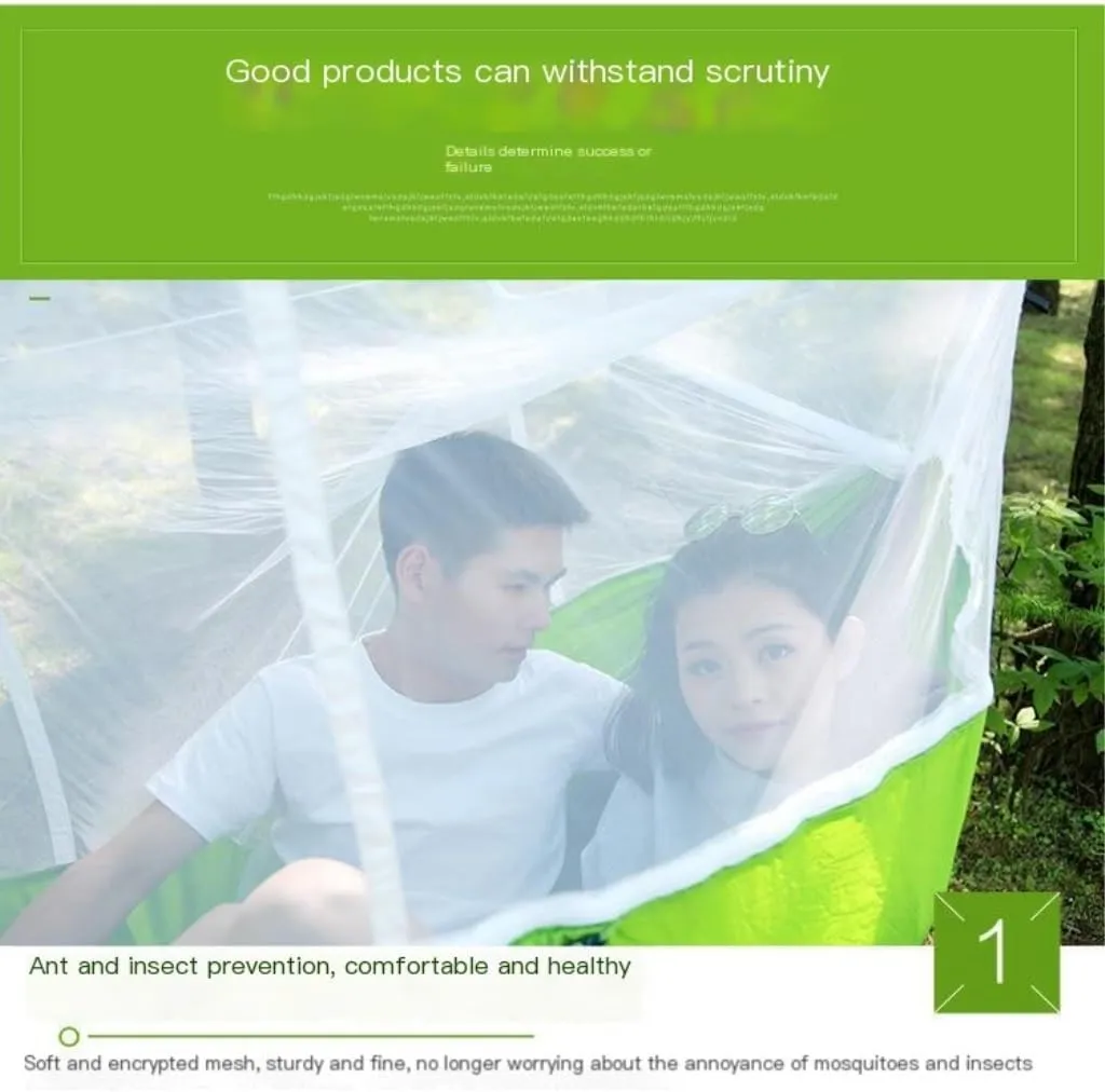 Hammock Double Mosquito Net Hammock Double Outdoor Anti-Mosquito Parachute Cloth Swing Outdoor Sleeping Hanging Tree Camping Hammock Outdoor(Blue)