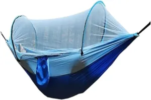 Hammock Double Outdoor Hammock Camping Anti-Rollover with Mosquito Net Camping Sleeping Swing Magical Double Portable Hammock Outdoor(Blue,Small)