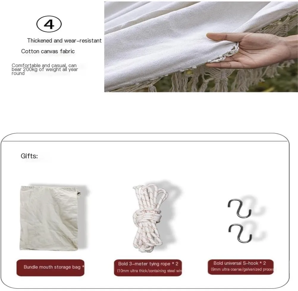Hammock Double Outdoor Hammock Sheet Double Camping Hammock Swing Spring Outing Camping Anti-Rollover Canvas Hanging Basket Hammock Outdoor(Red)