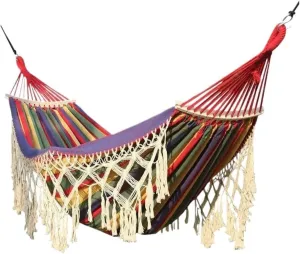 Hammock Double Outdoor Hammock Sheet Double Camping Hammock Swing Spring Outing Camping Anti-Rollover Canvas Hanging Basket Hammock Outdoor(Red)
