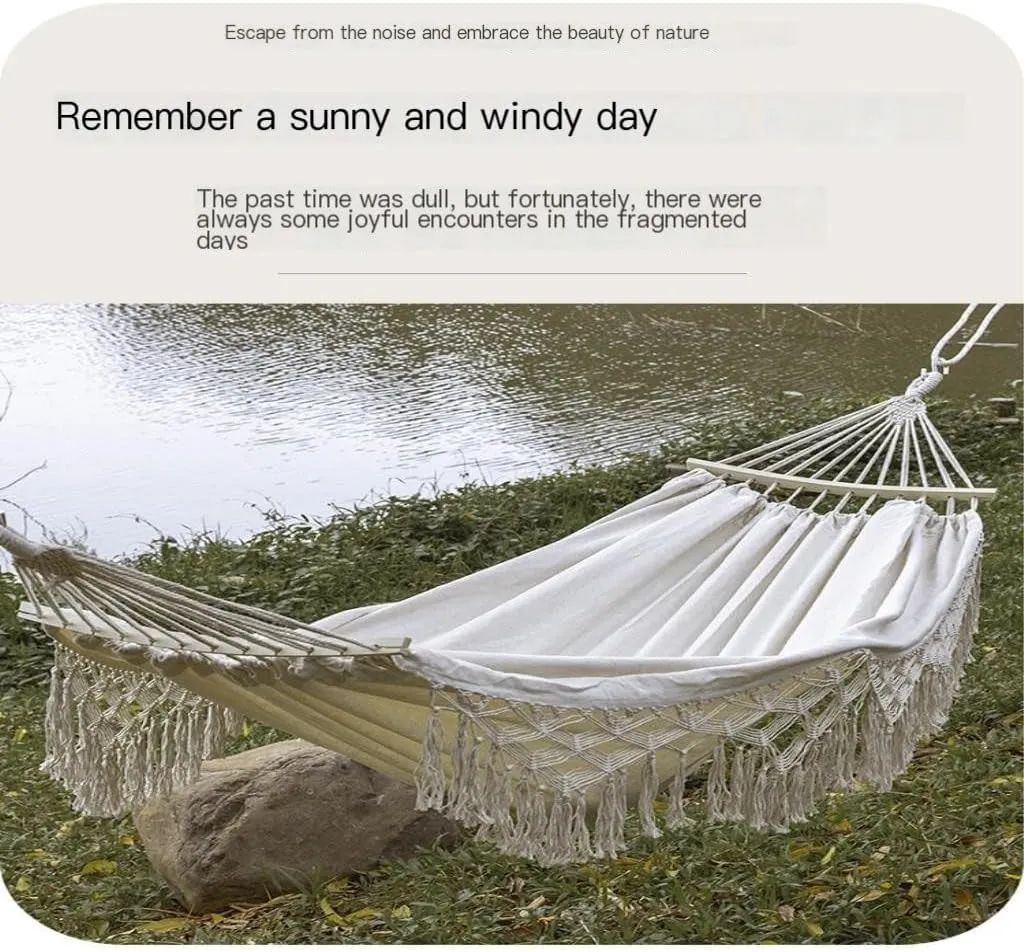 Hammock Double Outdoor Hammock Sheet Double Camping Hammock Swing Spring Outing Camping Anti-Rollover Canvas Hanging Basket Hammock Outdoor(Red)