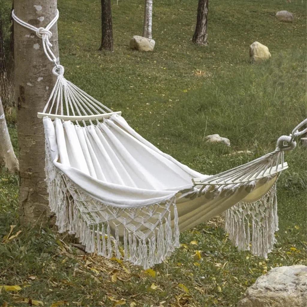 Hammock Double Outdoor Hammock Sheet Double Camping Hammock Swing Spring Outing Camping Anti-Rollover Canvas Hanging Basket Hammock Outdoor(Red)