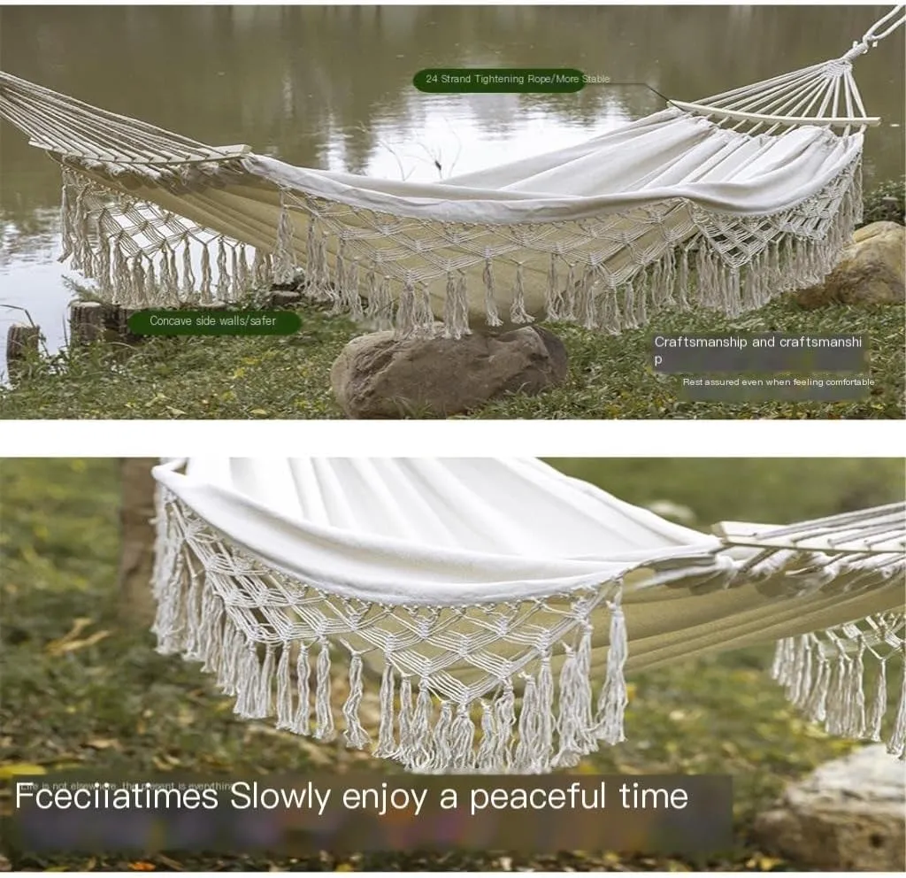 Hammock Double Outdoor Hammock Sheet Double Camping Hammock Swing Spring Outing Camping Anti-Rollover Canvas Hanging Basket Hammock Outdoor(Red)