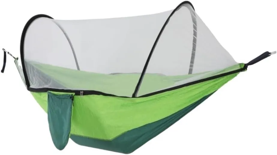 Hammock Double Outdoor Mosquito Net Hammock Anti-Rollover Camping Single and Double Pole with Mosquito Net Encrypted Mesh Hammock Outdoor(Green)