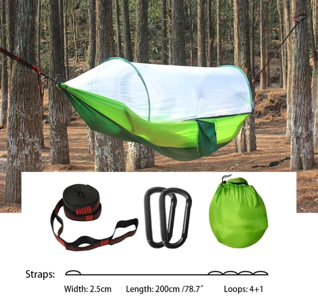 Hammock Double Outdoor Mosquito Net Hammock Anti-Rollover Camping Single and Double Pole with Mosquito Net Encrypted Mesh Hammock Outdoor(Green)