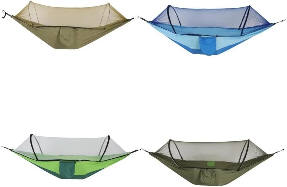 Hammock Double Outdoor Mosquito Net Hammock Anti-Rollover Camping Single and Double Pole with Mosquito Net Encrypted Mesh Hammock Outdoor(Green)