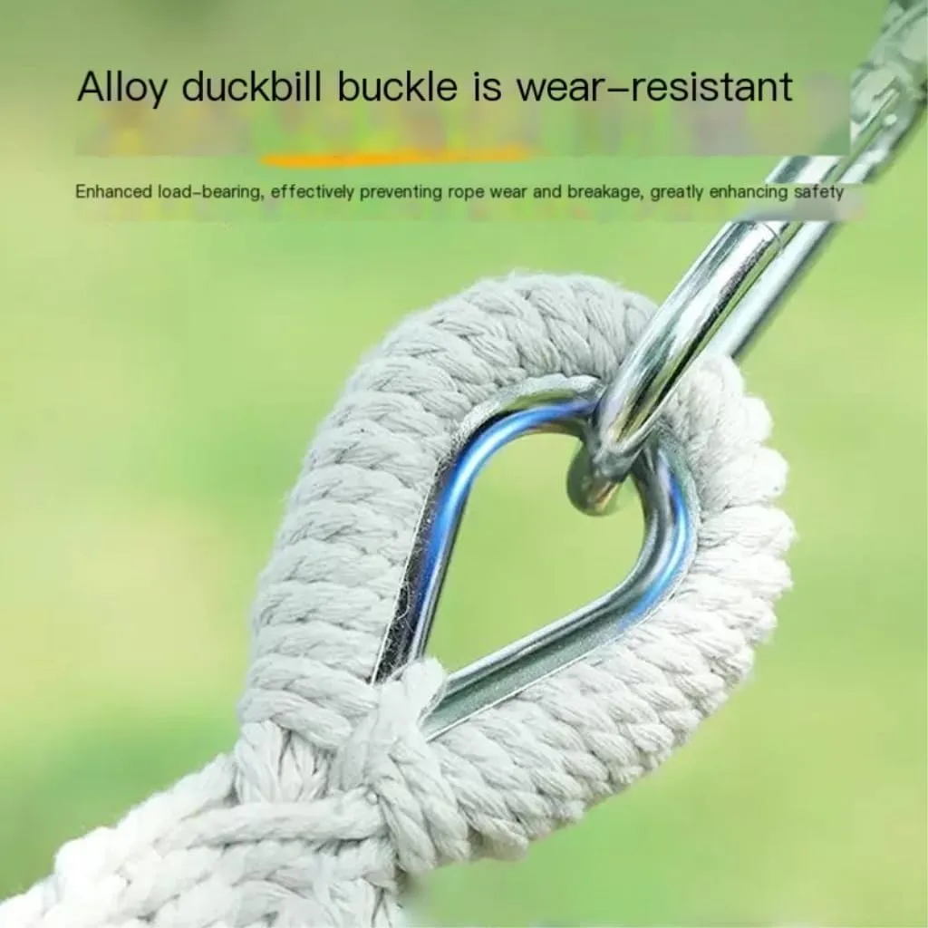 Hammock Double Thickened Canvas Hammock Outdoor Anti-Rollover Single Double Swing Hand-Woven Canvas Hammock with Curved Stick Hammock Outdoor(Beige,A)