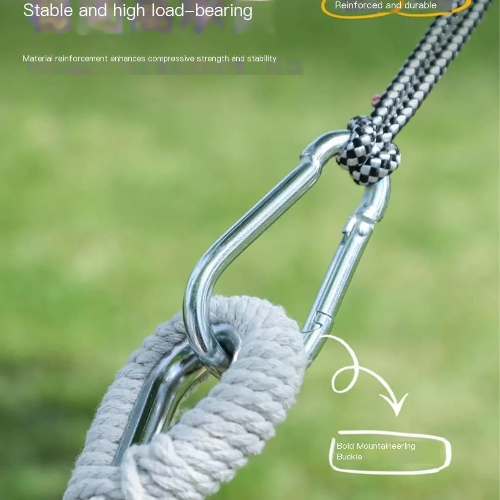 Hammock Double Thickened Canvas Hammock Outdoor Anti-Rollover Single Double Swing Hand-Woven Canvas Hammock with Curved Stick Hammock Outdoor(Beige,A)