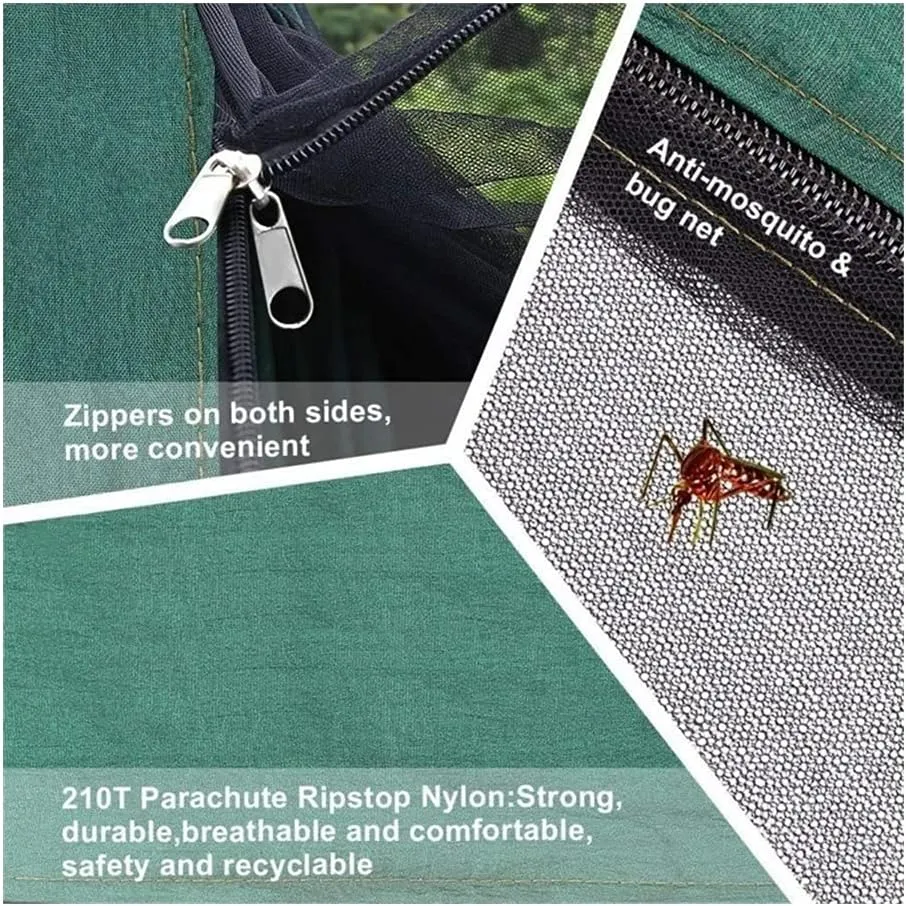 Hammock Handmade Camping Hammock with Mosquito Net and Rain Fly Tarp,Portable Parachute Tree Hammock Nylon Swing Hammocks Sun Shelter Rain Fly Swing