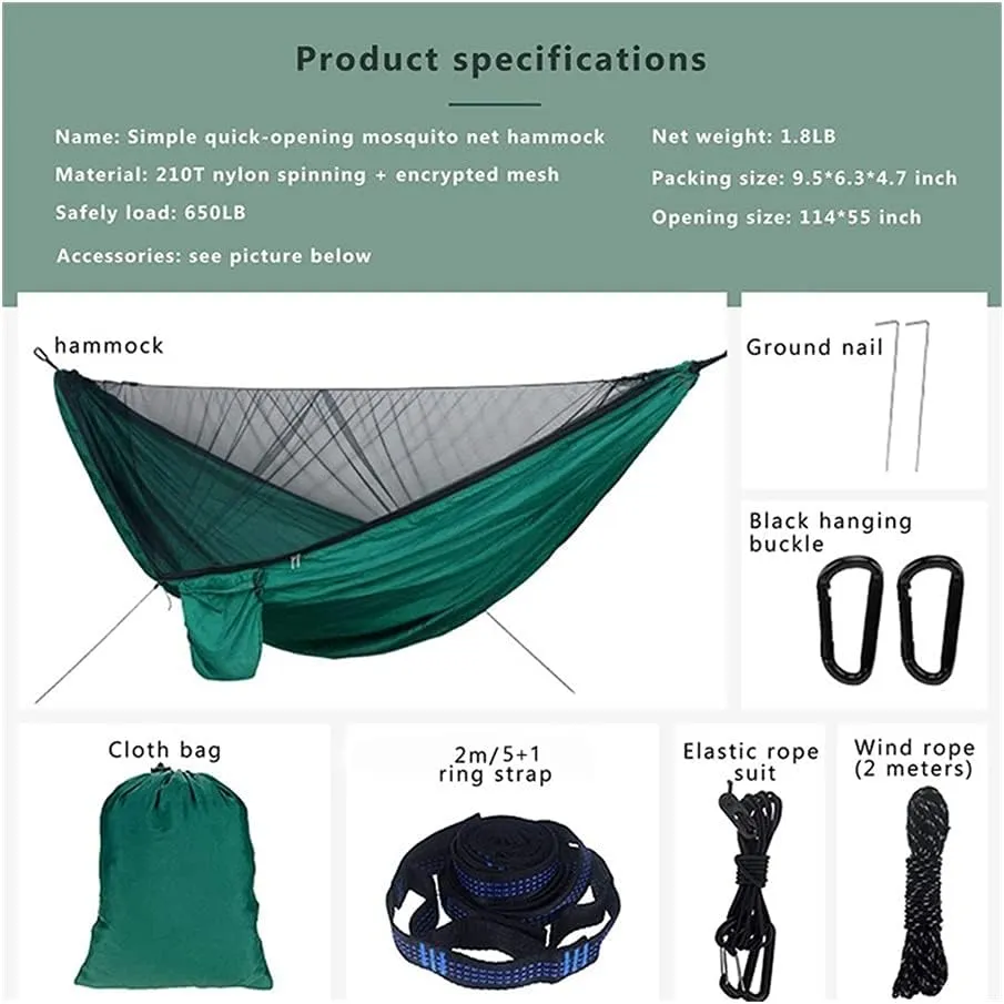 Hammock Handmade Camping Hammock with Mosquito Net and Rain Fly Tarp,Portable Parachute Tree Hammock Nylon Swing Hammocks Sun Shelter Rain Fly Swing