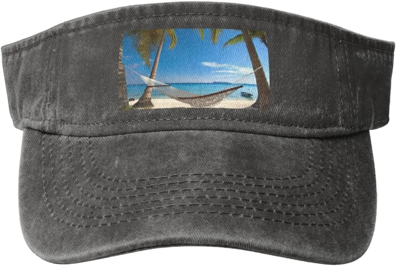 Hammock Hanging from Palm Trees Printed Empty Top Baseball Sun Cap Cowboy Baseball Cap