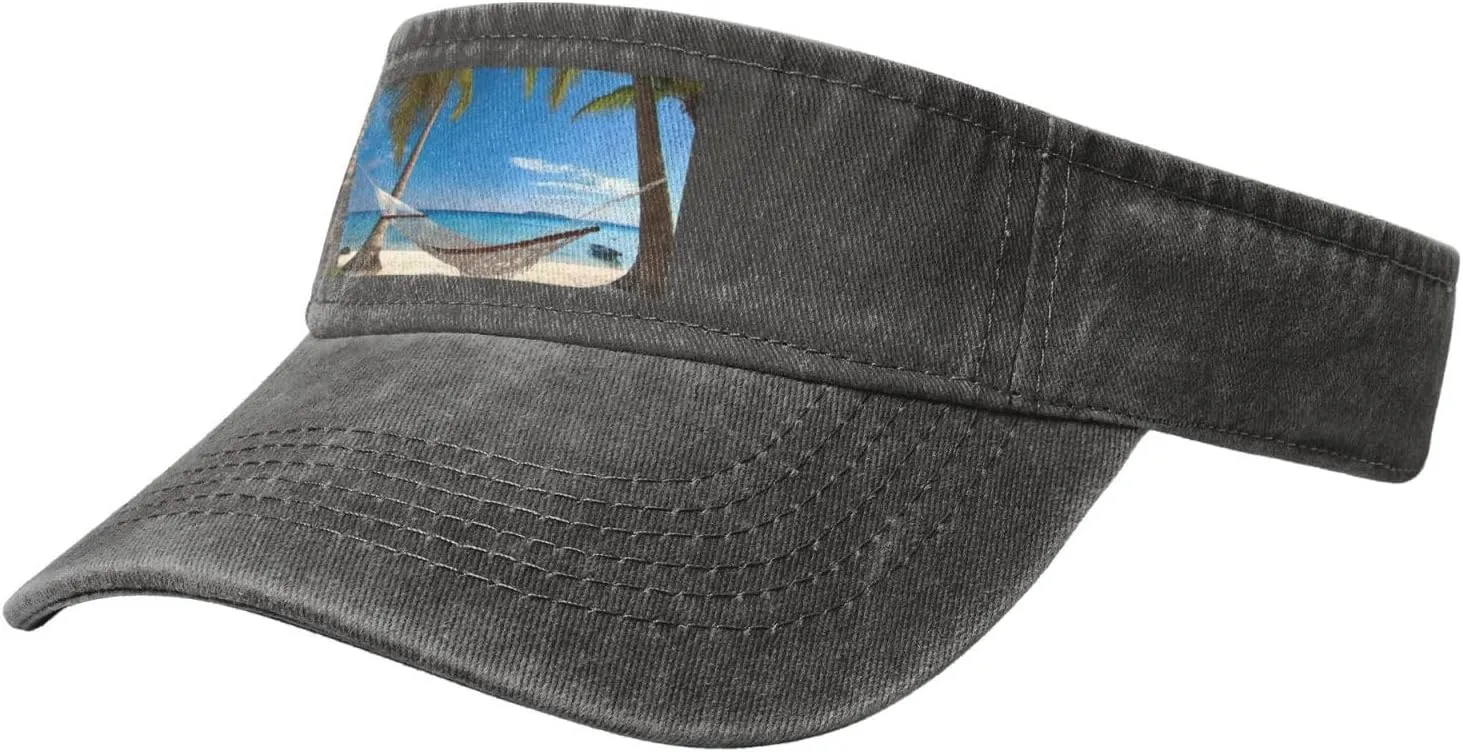 Hammock Hanging from Palm Trees Printed Empty Top Baseball Sun Cap Cowboy Baseball Cap