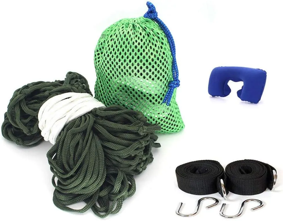 Hammock Lightweight Double Hammock, Hold Up to 120kg, Portable Hammocks for Indoor, Outdoor, Hiking, Camping, Backpacking, Travel, Backyard, Beach Swing, Green