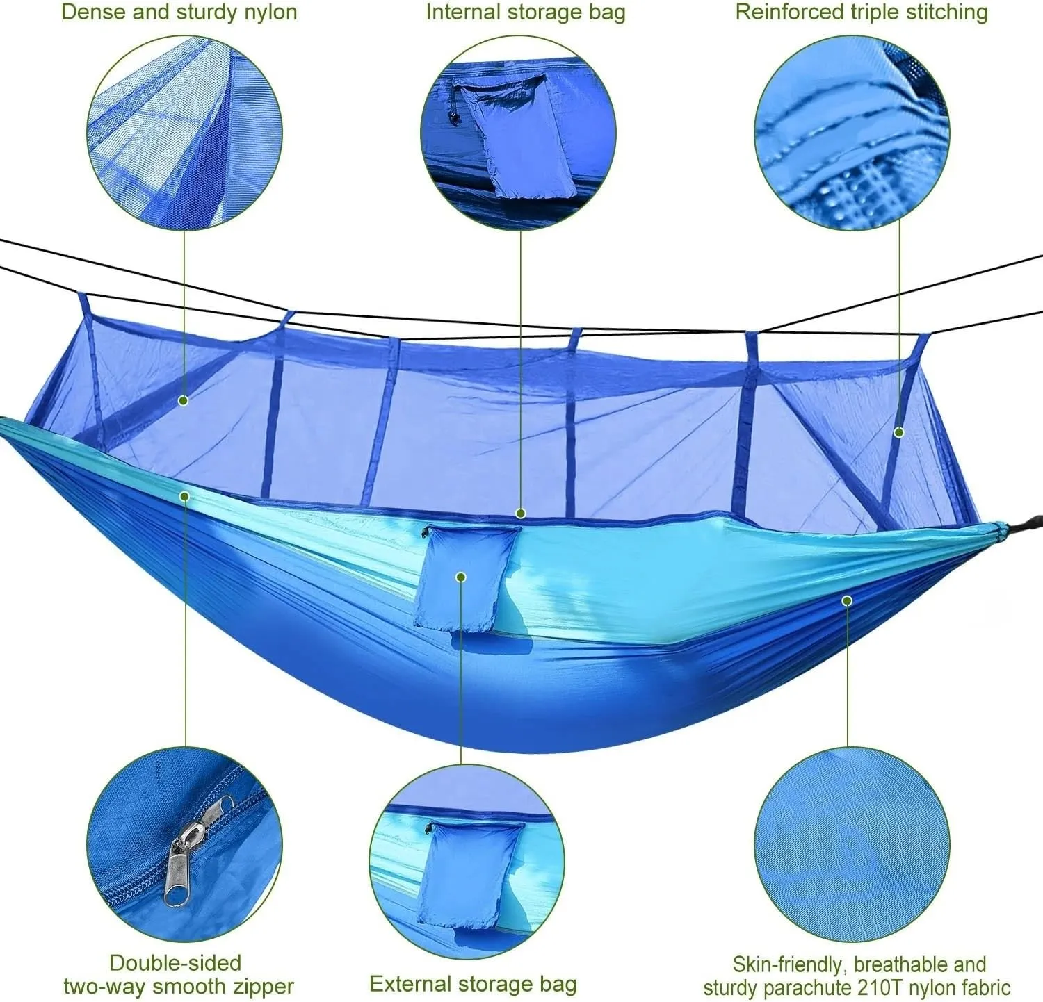 Hammock with Mosquito Net Lightweight Jungle Hammock for Trekking, Backpacking, Nylon Travel Hammock with Mosquito for Travel, Garden, Hiking, Survival (Color : B)