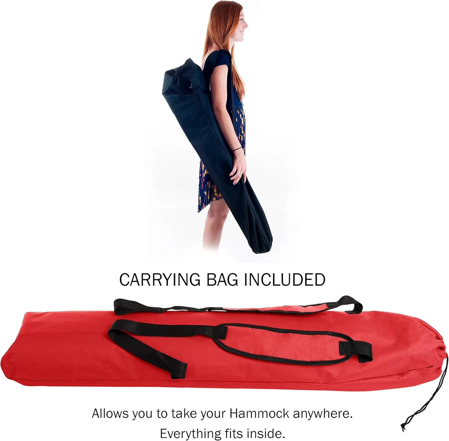Hammock with Stand Included - Portable Hammock Fits into Carry Bag for Easy Travel - Perfect for Backyard, Pool, Beach, Hiking by Lavish Home (Red)