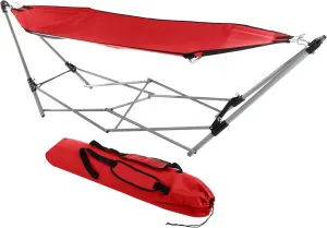 Hammock with Stand Included - Portable Hammock Fits into Carry Bag for Easy Travel - Perfect for Backyard, Pool, Beach, Hiking by Lavish Home (Red)
