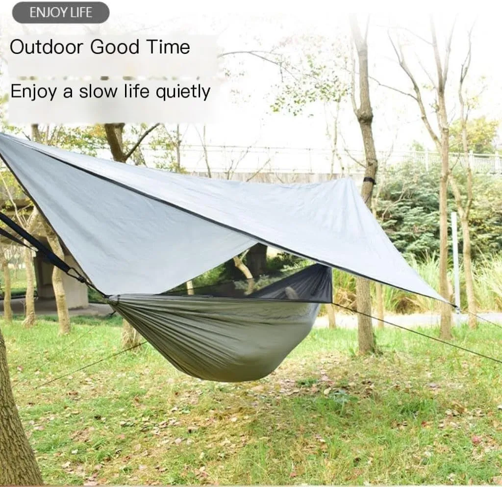 Hamock Canopy Mosquito Net Hammock Set Tent Parachute Cloth Camping Automatic Anti-Mosquito Mosquito Net Hammock Hanmock(E)