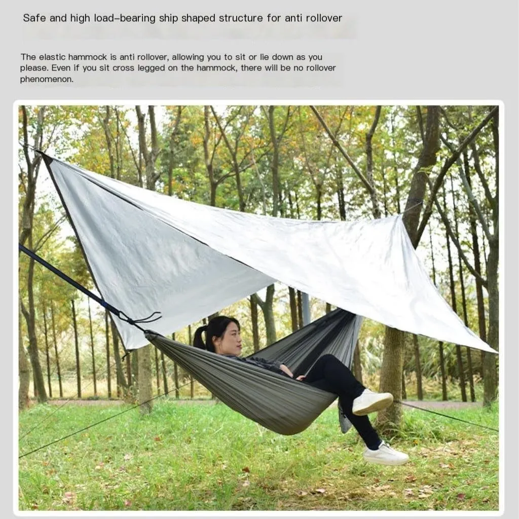 Hamock Canopy Mosquito Net Hammock Set Tent Parachute Cloth Camping Automatic Anti-Mosquito Mosquito Net Hammock Hanmock(E)
