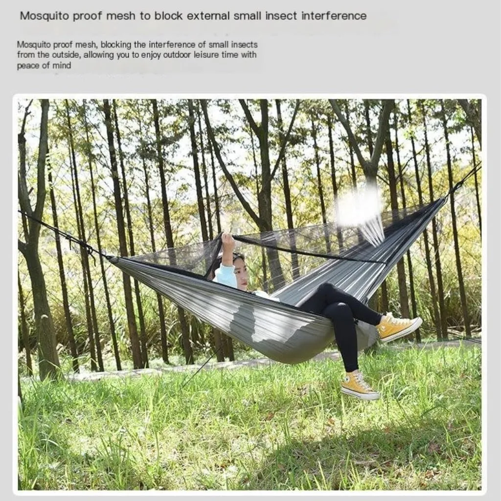 Hamock Canopy Mosquito Net Hammock Set Tent Parachute Cloth Camping Automatic Anti-Mosquito Mosquito Net Hammock Hanmock(E)