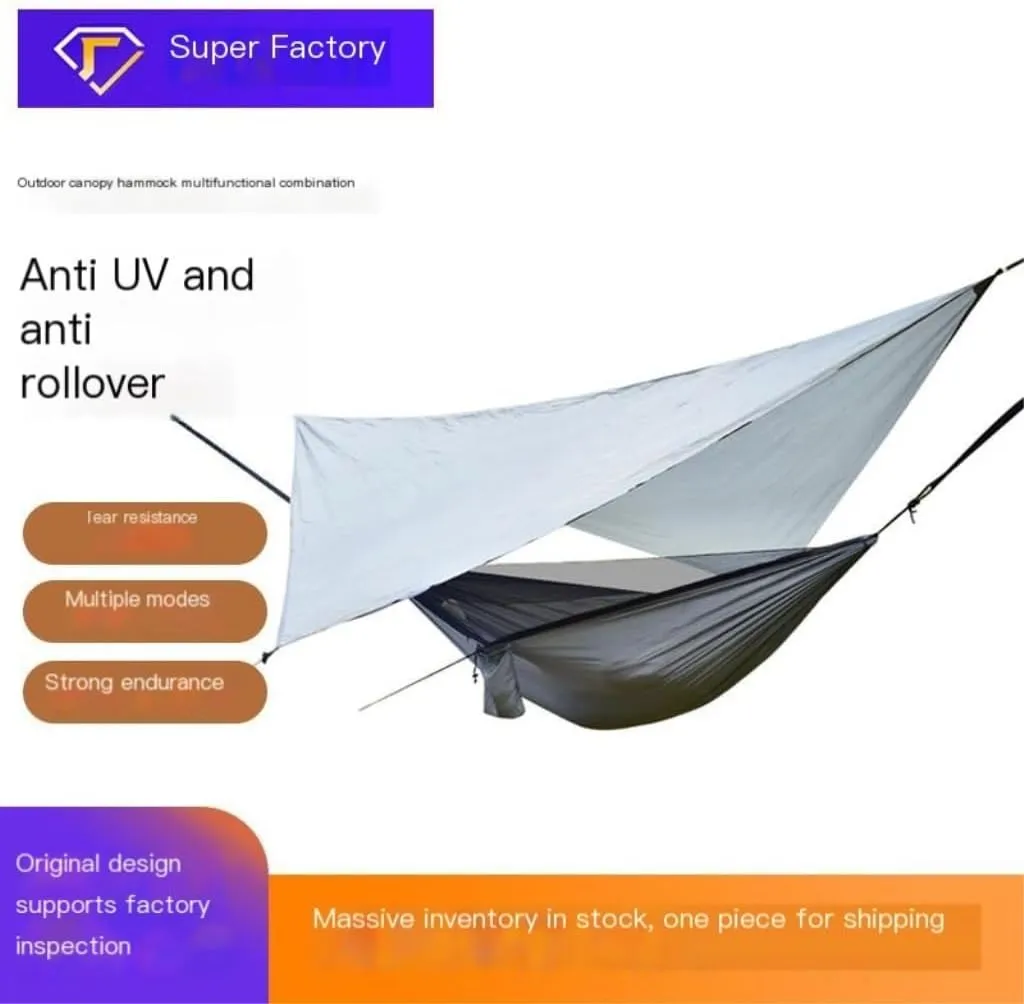 Hamock Canopy Mosquito Net Hammock Set Tent Parachute Cloth Camping Automatic Anti-Mosquito Mosquito Net Hammock Hanmock(E)