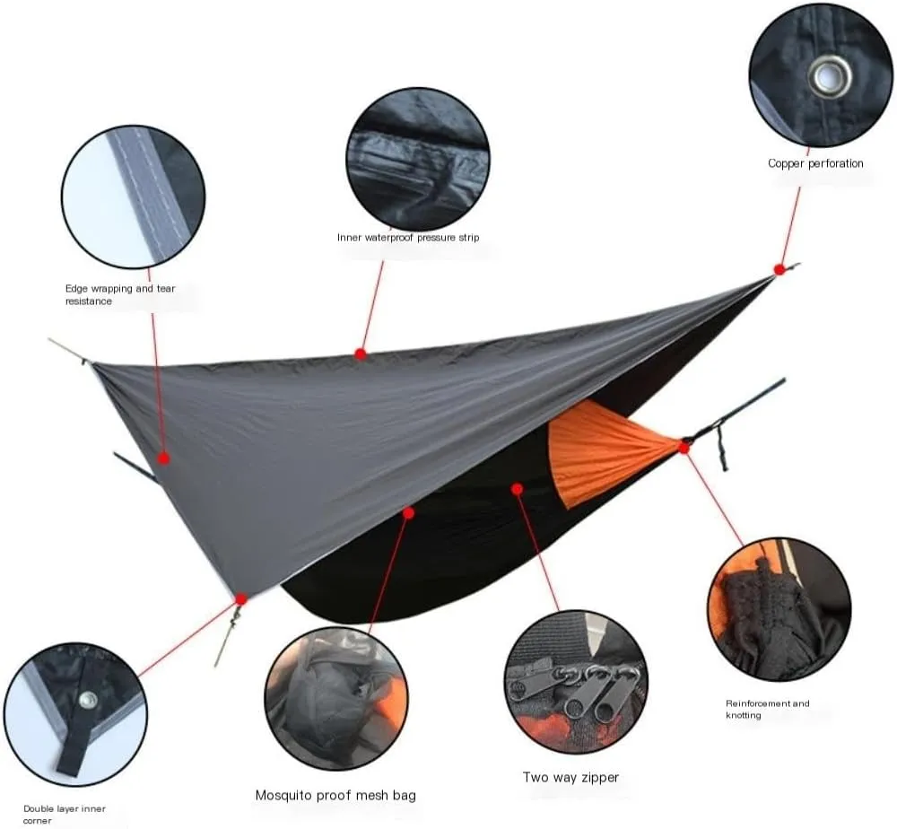 Hamock Canopy Mosquito Net Hammock Set Tent Parachute Cloth Camping Automatic Anti-Mosquito Mosquito Net Hammock Hanmock(Green)