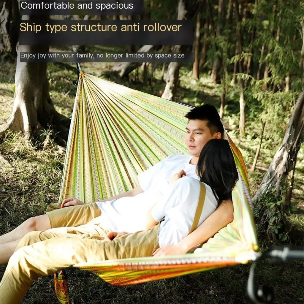 Hamock Hammock Outdoor Camping Quick-Open Single Double Hammock Parachute Cloth Printing Park Camping Hammock Hanmock(Blue)