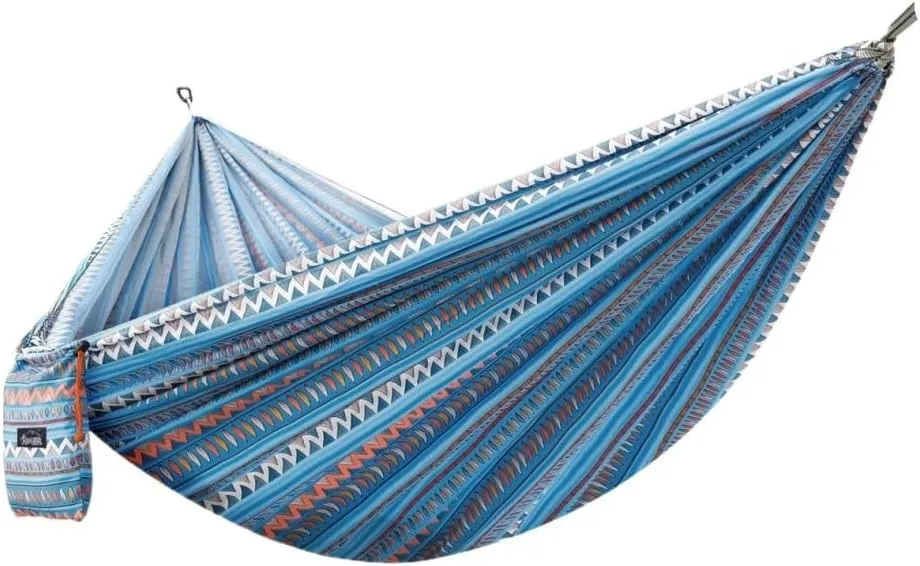 Hamock Hammock Outdoor Camping Quick-Open Single Double Hammock Parachute Cloth Printing Park Camping Hammock Hanmock(Blue)