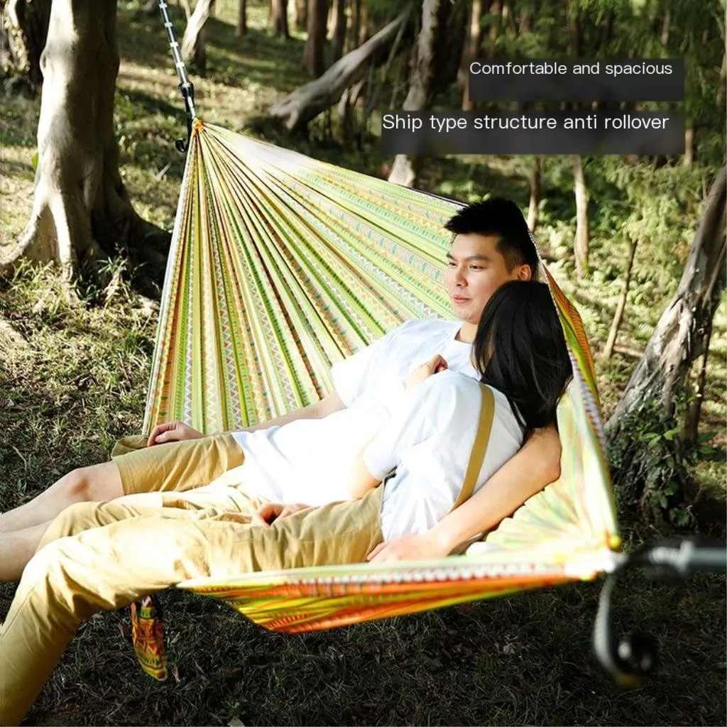 Hamock Hammock Outdoor Camping Quick-Open Single Double Hammock Parachute Cloth Printing Park Camping Hammock Hanmock(Blue)