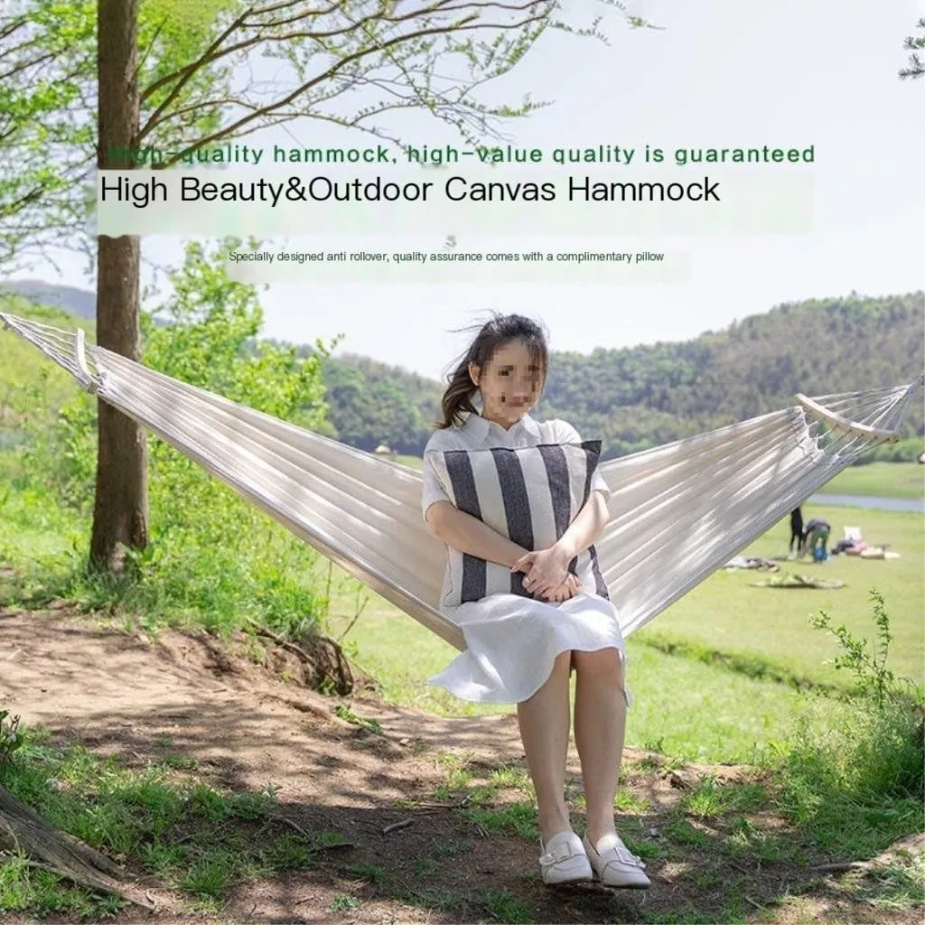 Hamock Hammock Outdoor Single Double Anti-Rollover Portable Camping Outdoor Detachable and Washable Hanging Chair Hanmock(B,190cm*150cm)