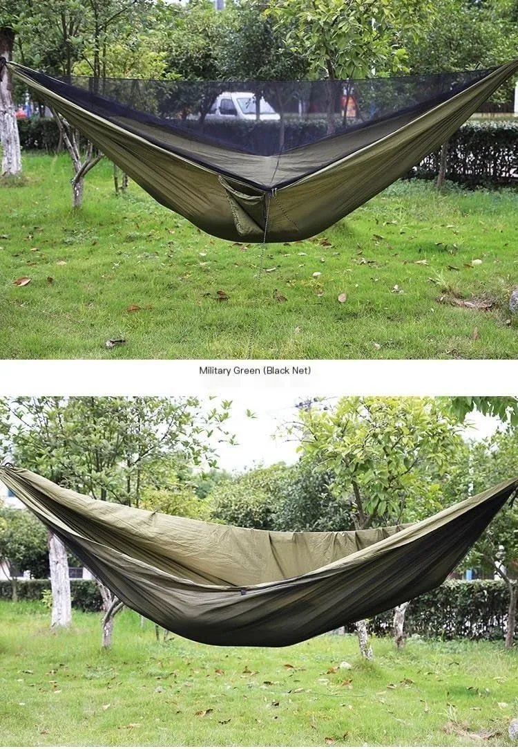 Hamock Mosquito Net Automatic Quick Opening Anti-Mosquito Hammock Outdoor Double Parachute Mosquito Net Hammock Hanmock(E)