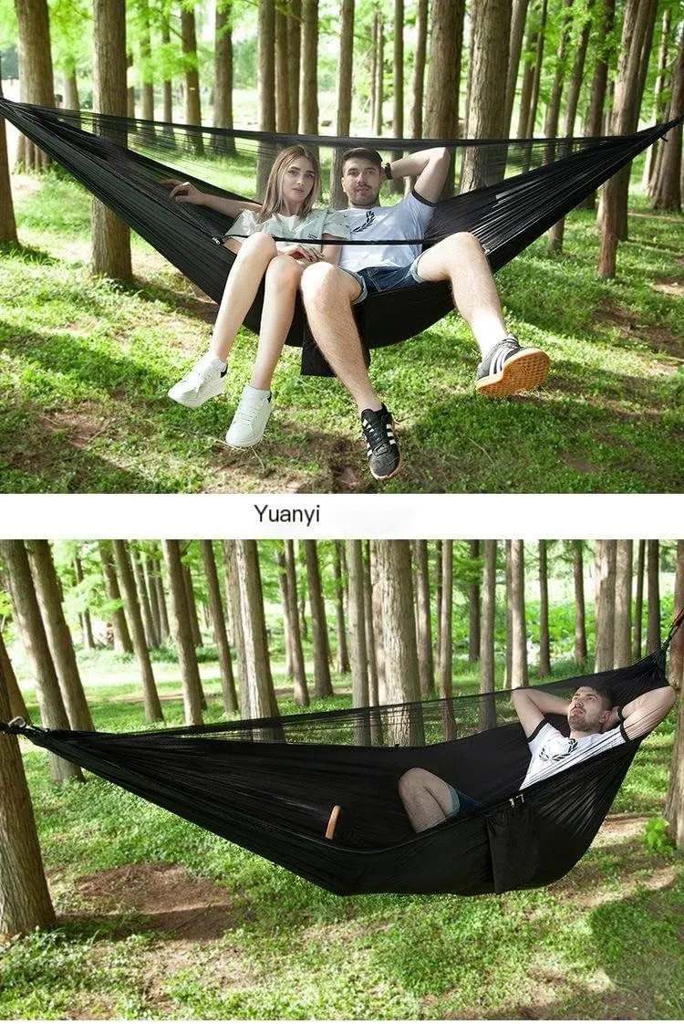 Hamock Mosquito Net Automatic Quick Opening Anti-Mosquito Hammock Outdoor Double Parachute Mosquito Net Hammock Hanmock(E)