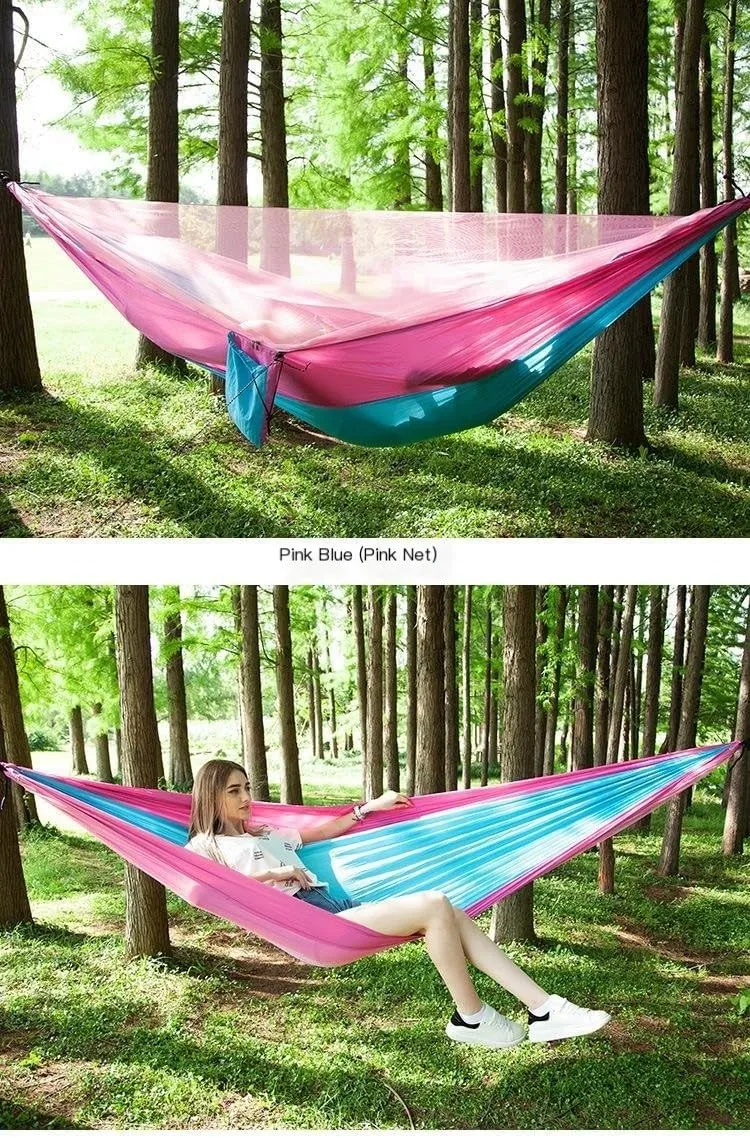 Hamock Mosquito Net Automatic Quick Opening Anti-Mosquito Hammock Outdoor Double Parachute Mosquito Net Hammock Hanmock(E)