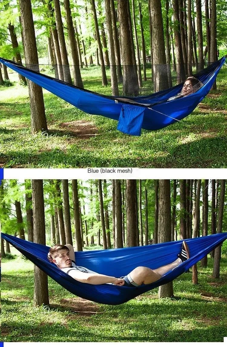 Hamock Mosquito Net Automatic Quick Opening Anti-Mosquito Hammock Outdoor Double Parachute Mosquito Net Hammock Hanmock(E)
