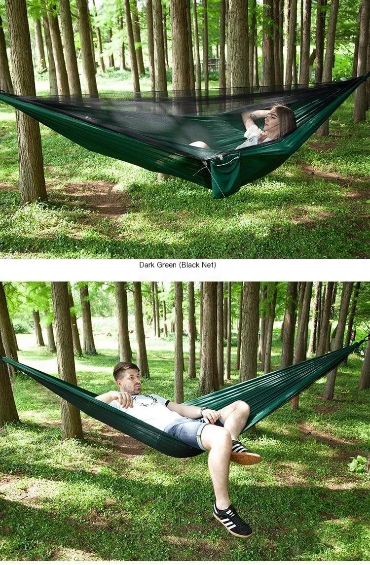 Hamock Mosquito Net Automatic Quick Opening Anti-Mosquito Hammock Outdoor Double Parachute Mosquito Net Hammock Hanmock(E)