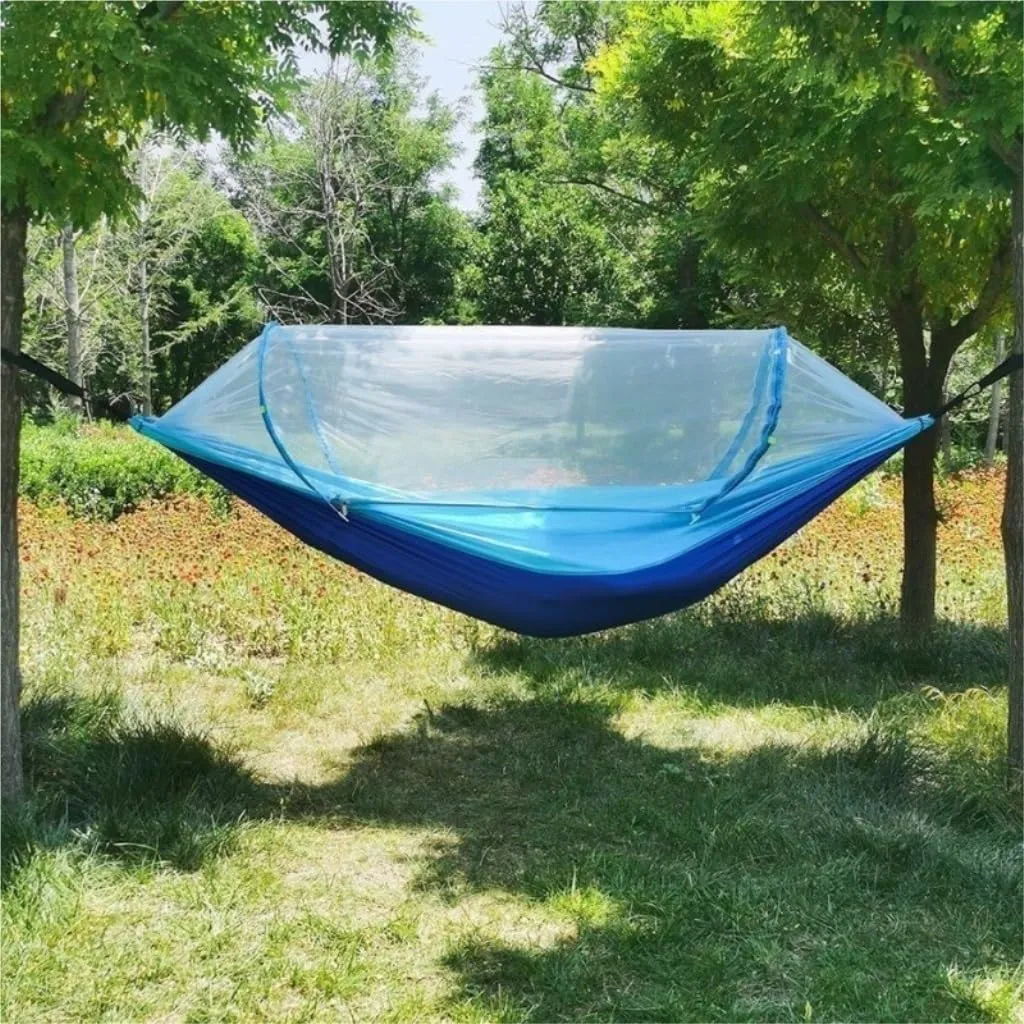 Hamock Mosquito Net Hammock Automatic Anti-Rollover Parachute Boni Silk Spinning Outdoor Strap Swing Chair Summer Hanmock(Green)