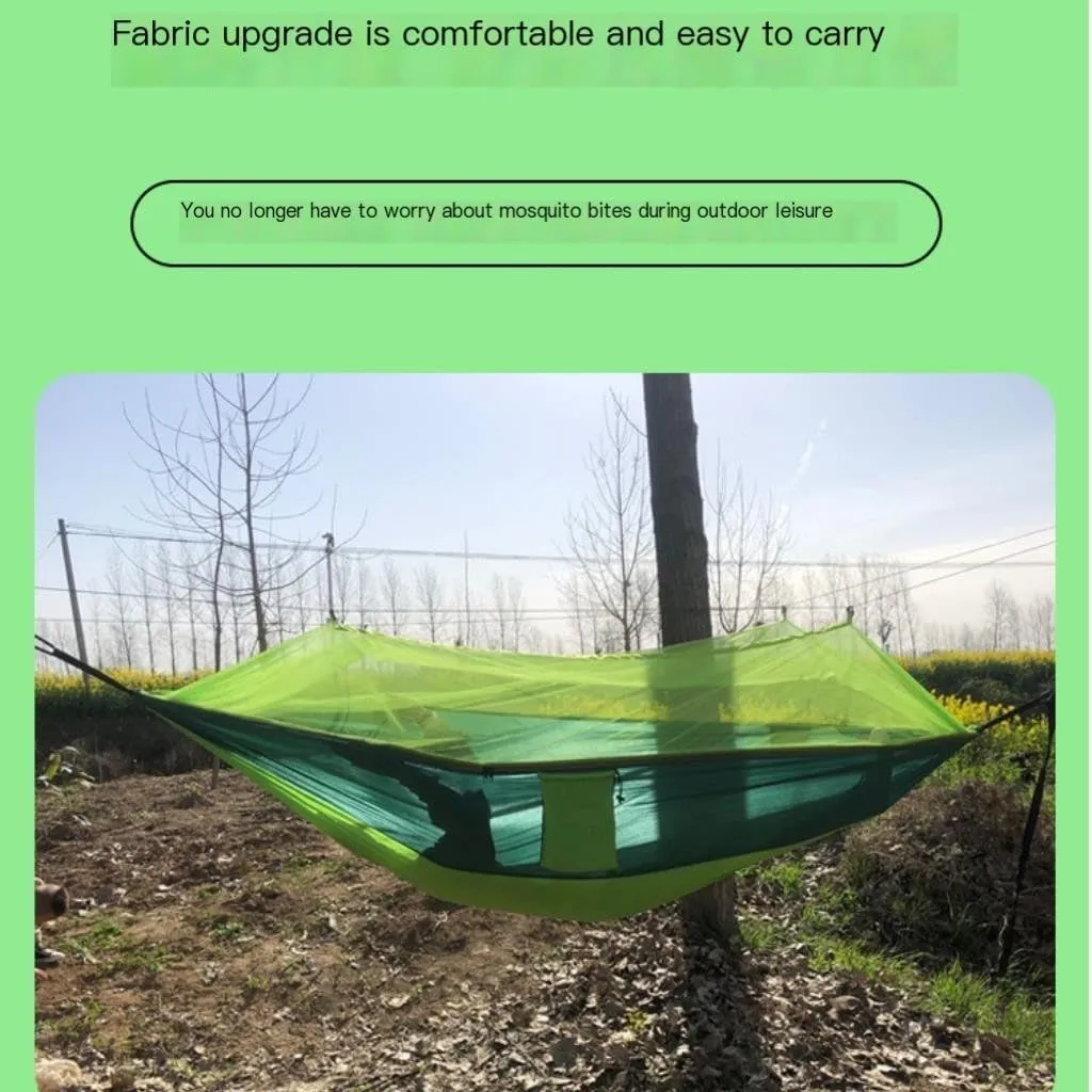 Hamock Outdoor Anti-Mosquito Hammock Automatic Quick Opening with Mosquito Net Parachute Cloth Single Double Hanmock(Orange,B)