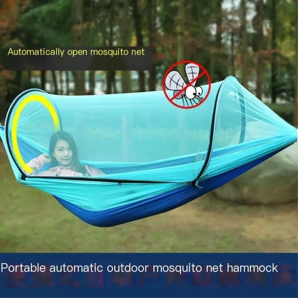 Hamock Outdoor Camping Anti-Rollover Swing Ultra-Light Breathable Anti-Mosquito Net Bed Sunscreen Camping Hammock Hanmock(Green)