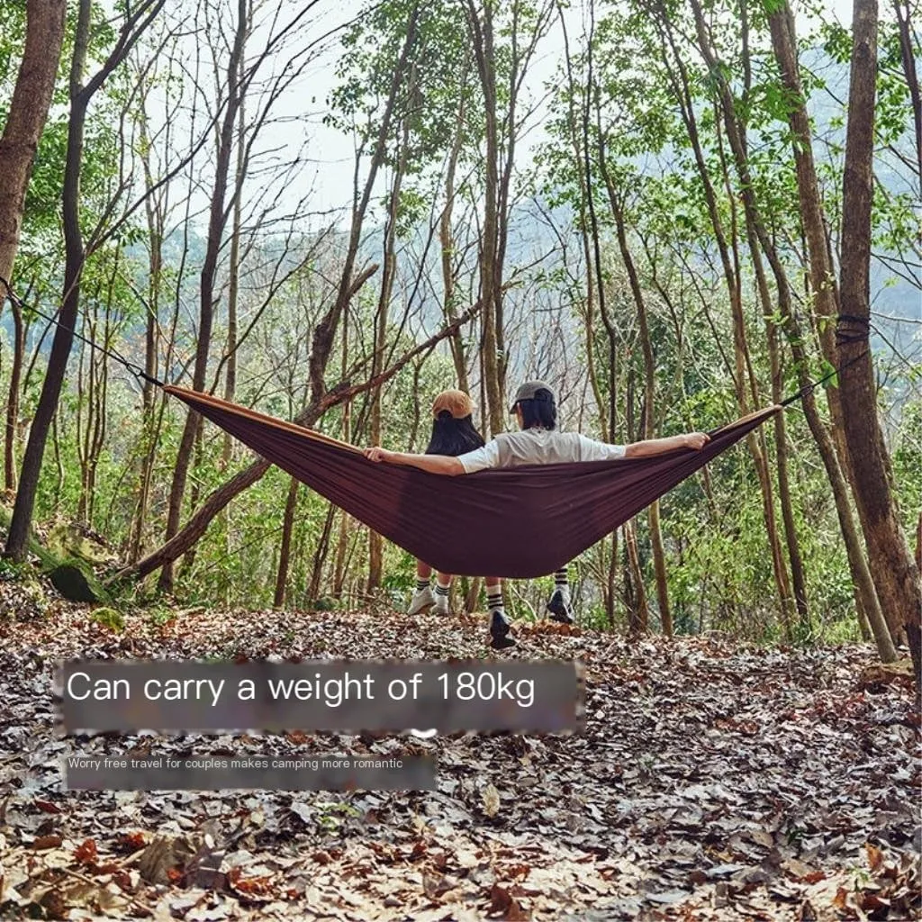 Hamock Outdoor Camping Hammock Swing Anti-Rollover Portable Hanging Basket Thickened Outdoor Double Hanging Hanmock(Brown)