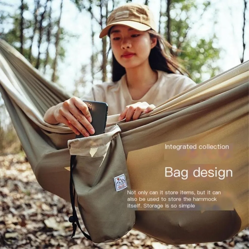 Hamock Outdoor Camping Hammock Swing Anti-Rollover Portable Hanging Basket Thickened Outdoor Double Hanging Hanmock(Brown)